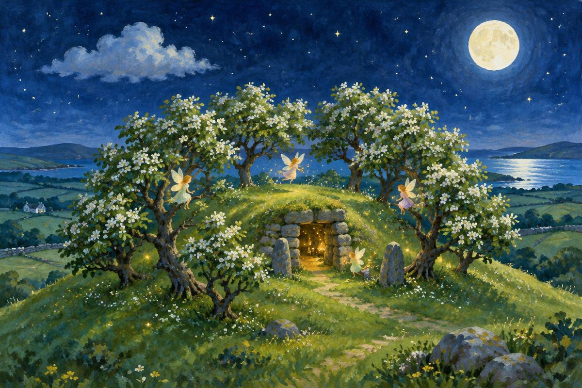 The fairy fort on a green hill