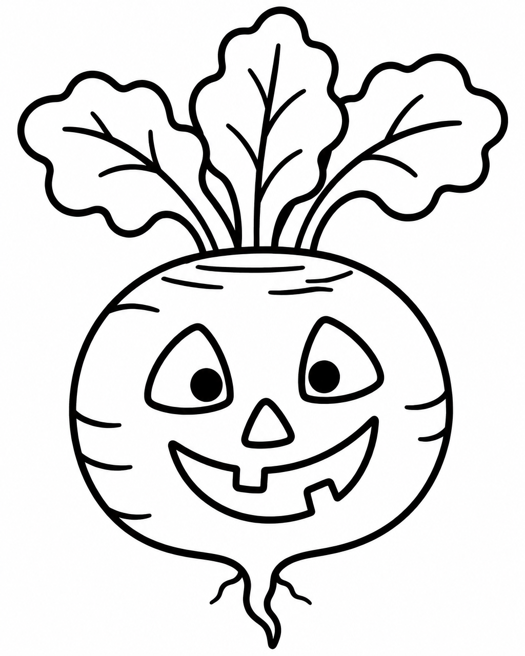 Colouring sheet: line drawing of Tadhg the Turnip